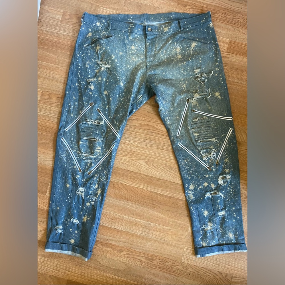Custom Saint Roper Blue Distressed Men's Biker Style Jeans